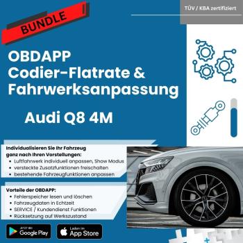 Audi Q8 4M BUNDLE OBDAPP Codier-Flatrate und Luftfahrwerk Fahrwerksanpassung tieferlegen elektronisch