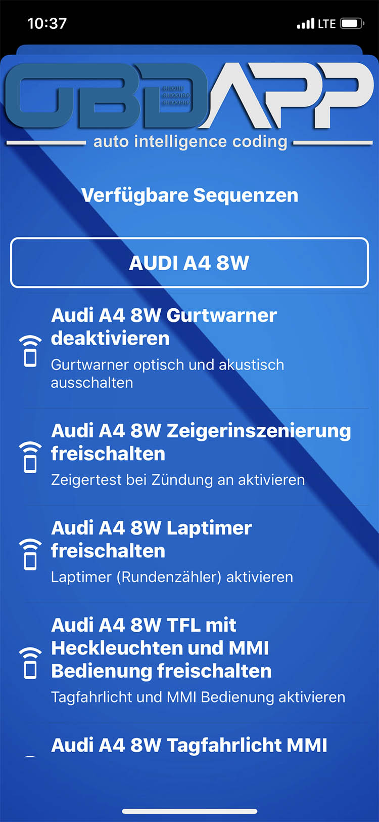 OBDAPP Shop - Audi A8 4N Türbeleuchtung nachgerüstet freischalten