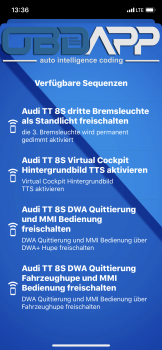 OBDAPP Shop - Audi TT 8S dritte Bremsleuchte als Standlicht freischalten
