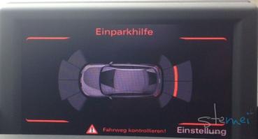 Audi A1 8X parking aid visual display in the MMI