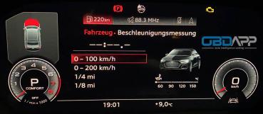 Audi A3 8Y sport displays unlock acceleration measurement