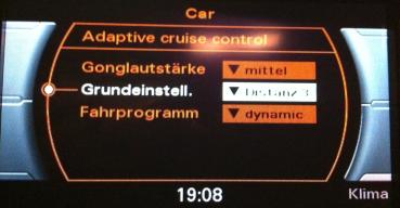 Audi A4 8K enable ACC distance basic setting in MMI