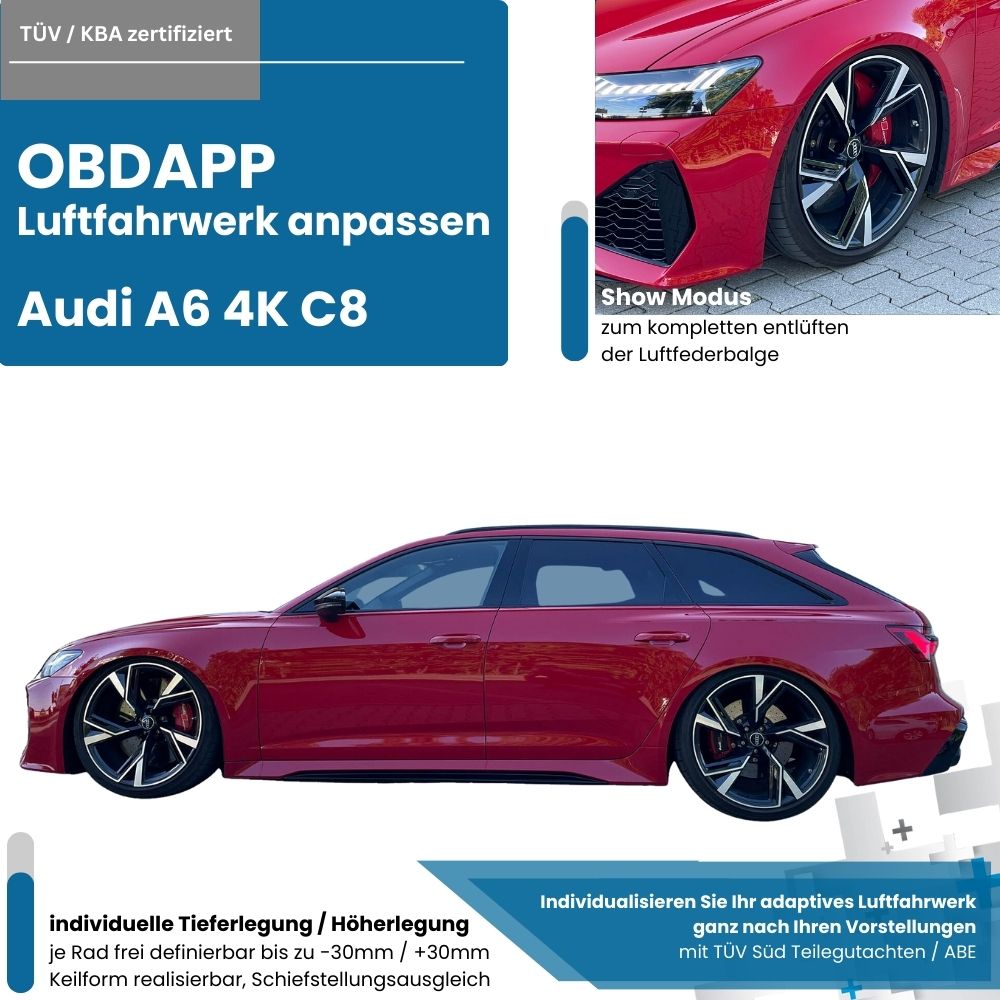 OBDAPP Shop - Audi A6 4K Luftfahrwerk tieferlegung automatisiert  tiefergelegt abgesenkt absenken tieferlegen AAS Audi adaptive air suspension