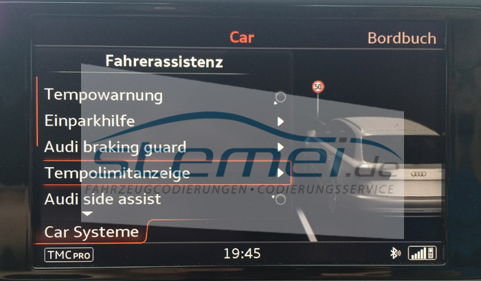 OBDAPP Shop - Audi A6 4G kamerabasierte Verkehrszeichenerkennung