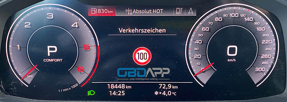 OBDAPP Shop - Audi A6 4K Virtual Cockpit erweiterte Skalenanzeige  freischalten