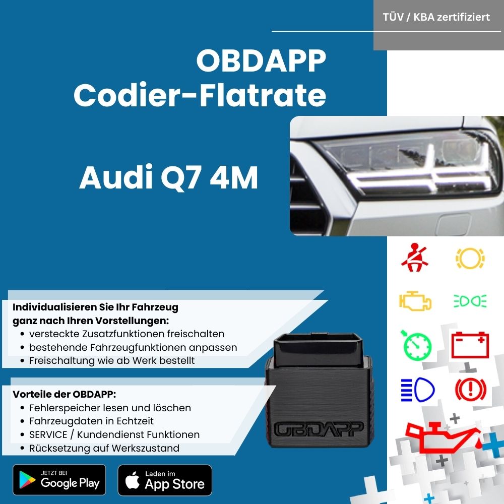 OBDAPP Shop - Audi Q7 4M kamerabasierte Verkehrszeichenerkennung  freischalten