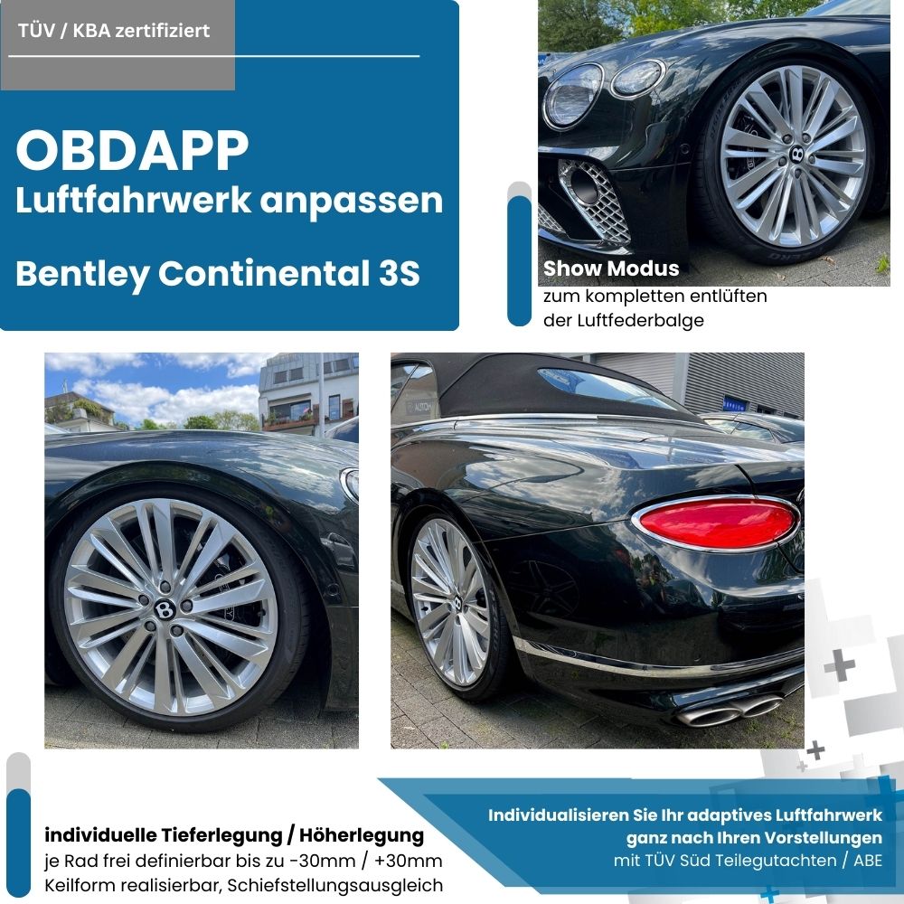 OBDAPP Shop - Bentley Continental GT GTC 3S electronic lowering of the air  suspension without coupling rods/hardware adjustment
