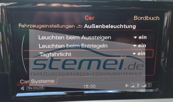 Audi A1 8X daytime running lights (DRL)  MMI operation enable