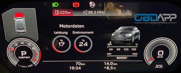 OBDAPP Shop - Audi A3 8Y sport displays unlock engine data