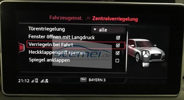 Audi A4 8W locking while driving unlock MMI operation